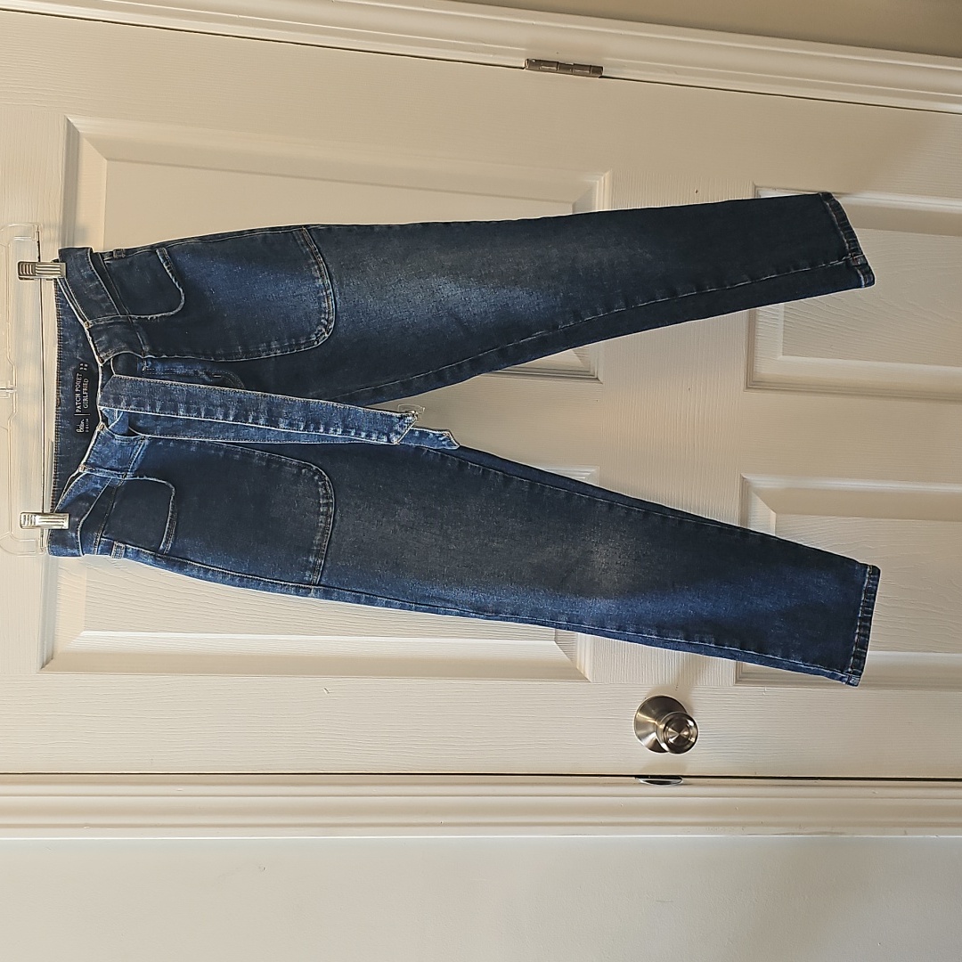 Boden High-Rise Tie-Waist Womenâs " Girl Friend Patch Pocket Jeans - Dk Blue, 2p